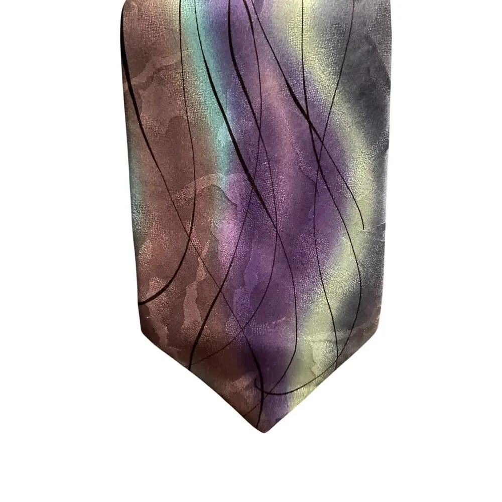 Jerry‎ Garcia Collection Thirty-Two Silk Tie Blue Purple Abstract Art Necktie